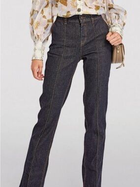Zimmermann Dark Indigo Straight-Leg Jeans with heel splits